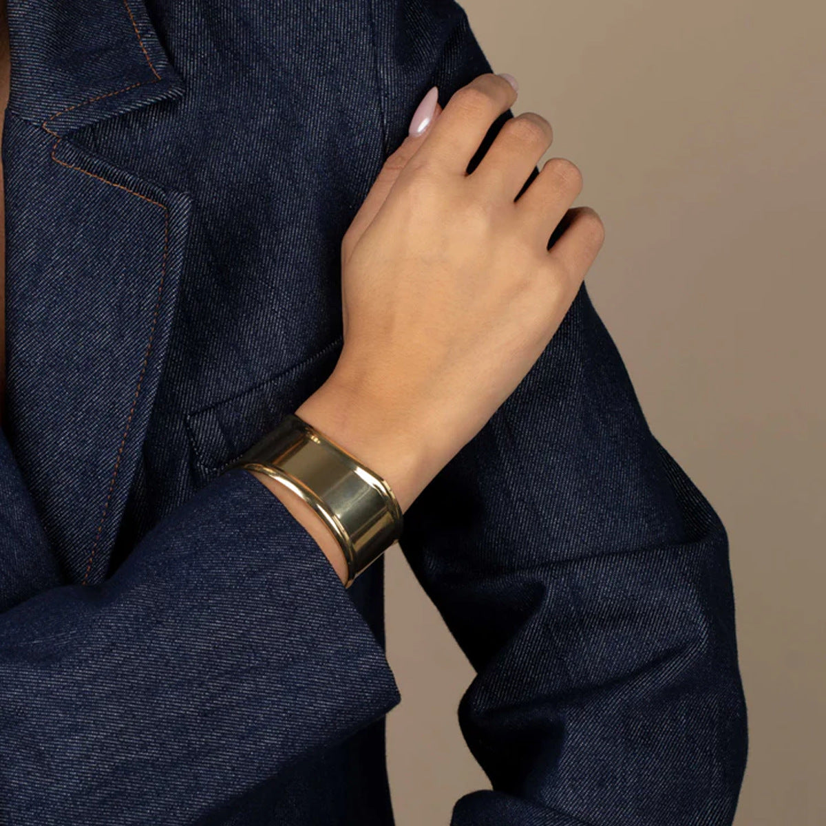 18k gold stainless steel wide bracelet