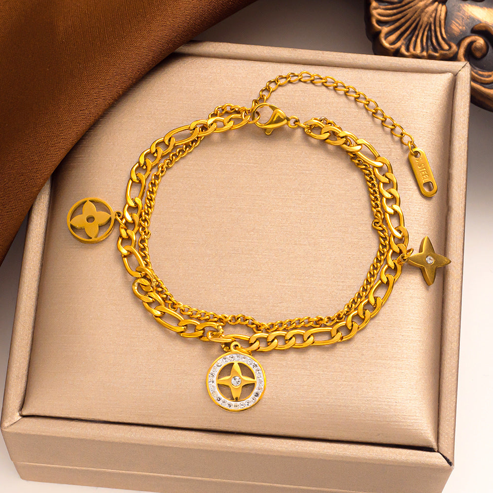Pulseira de aço titânio com estampa de leopardo - joias modernas