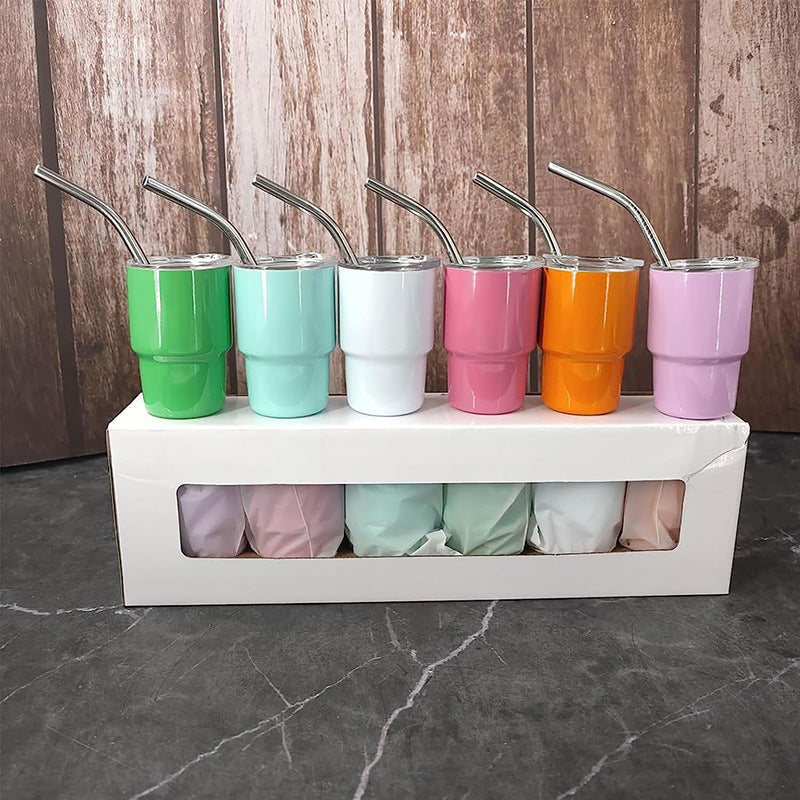 Straw Mini Drinking Cup Double Layer
