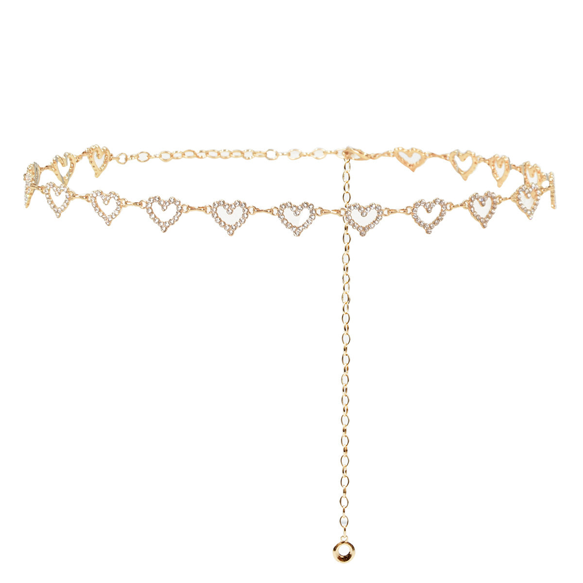 Rhinestone Pearl Heart Waist Chain