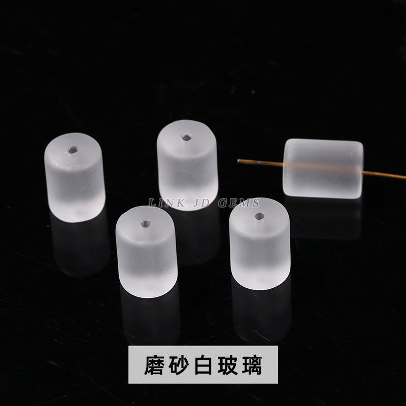 10 * 14 mm cuentas sueltas de tubo redondo de vidrio blanco y negro esmerilado