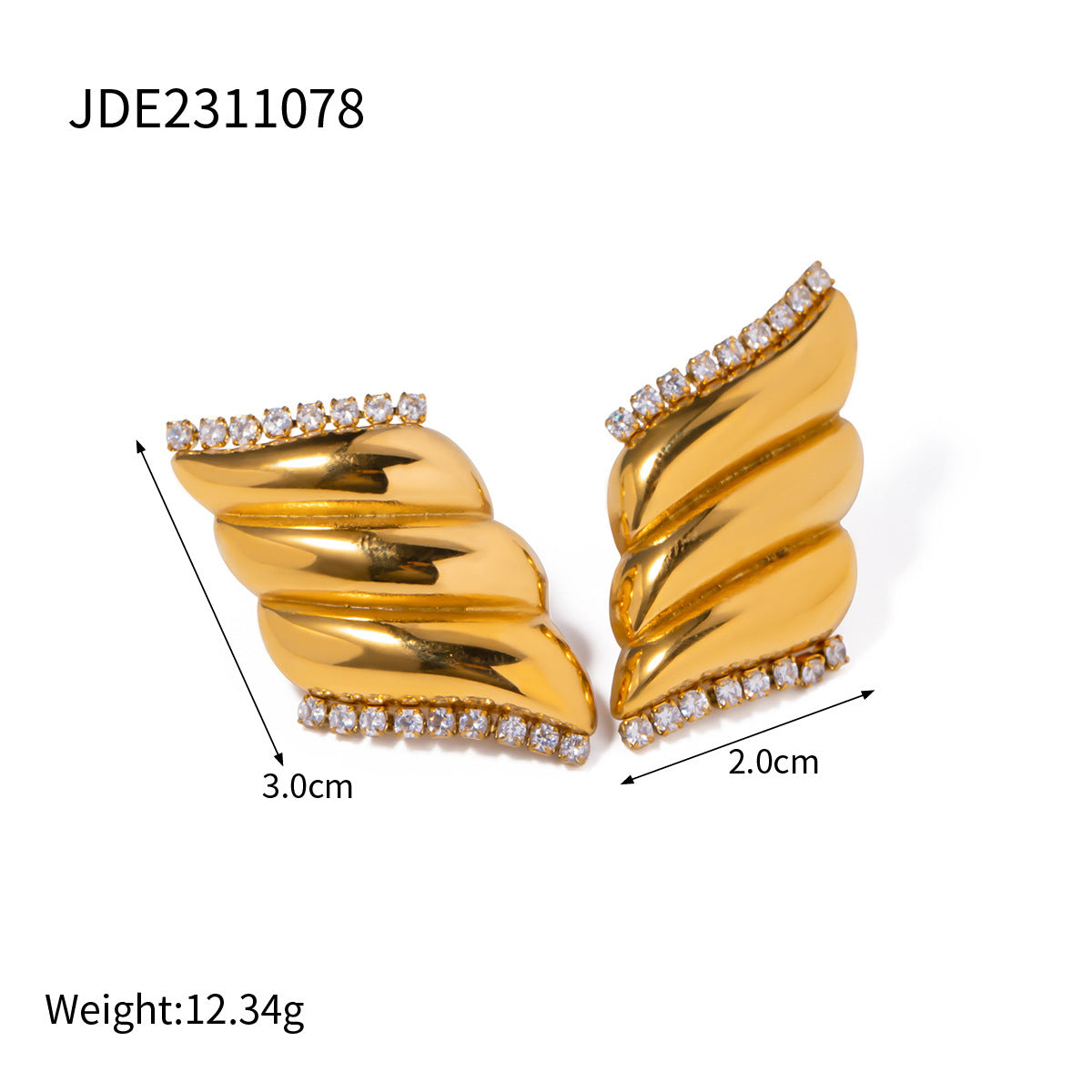 18k gold stainless steel rhinestone earrings