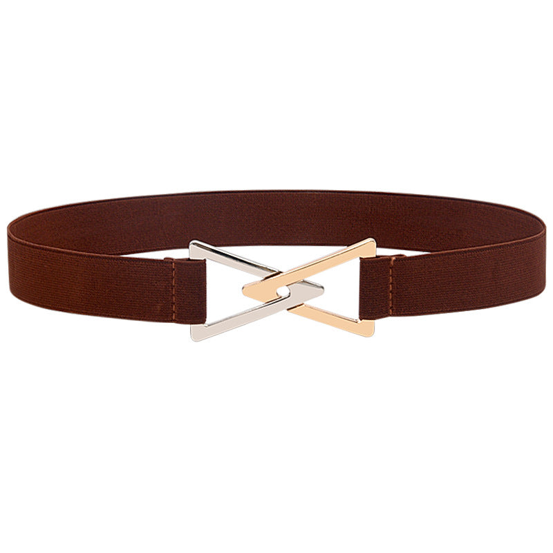 Pleated elastic thin belt ladies