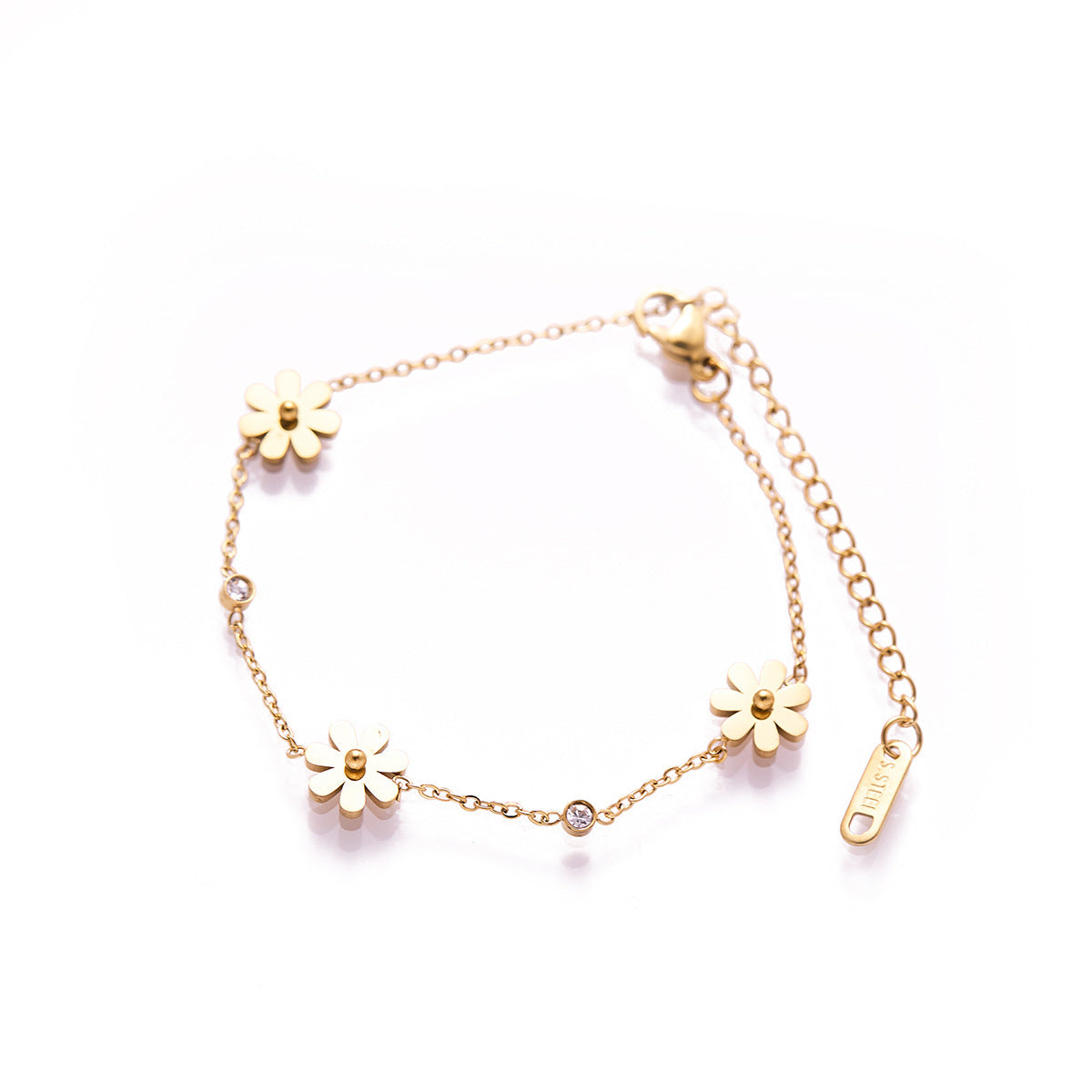 Titanium steel small daisy bracelet for women