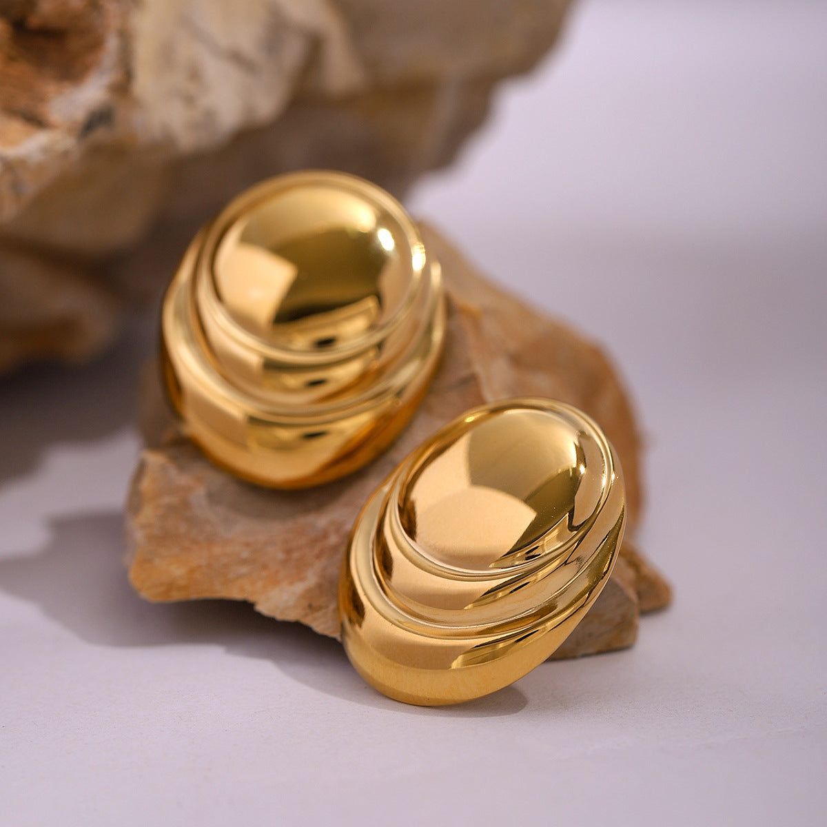 Oval Concave Earrings