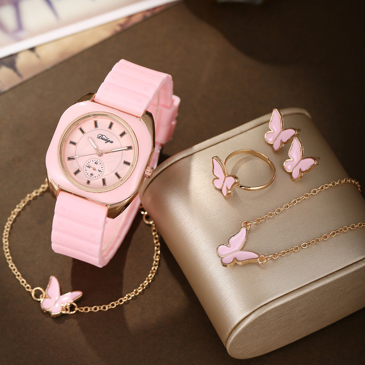 Watch Love Pearl Butterfly Jewelry Set