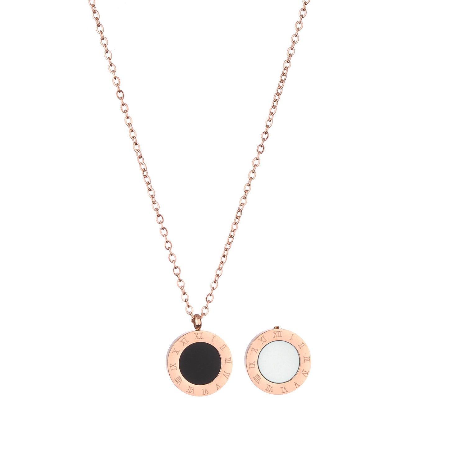 Roman numeral titanium steel necklace