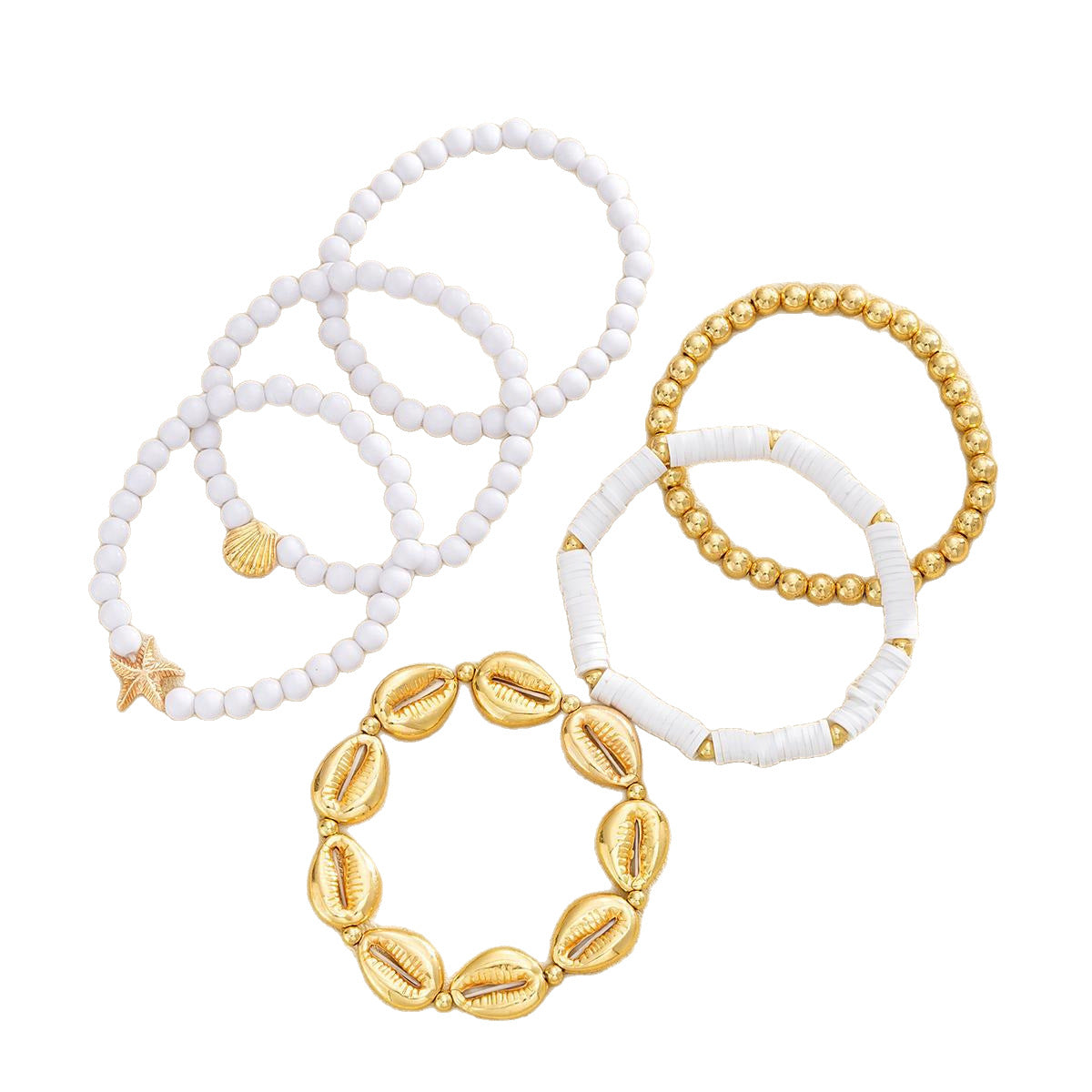 Starfish & Shell Beaded Bracelet Set