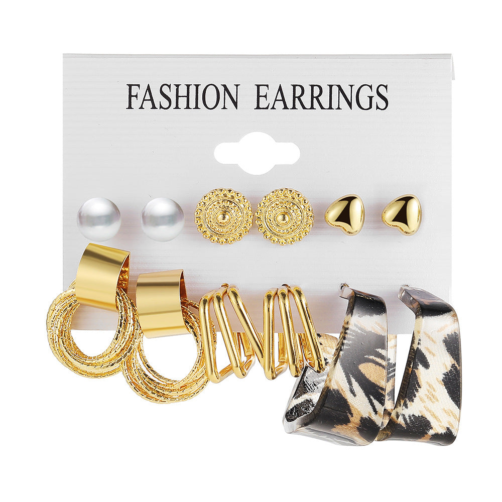 Leopard Print C-Shape Earring Set