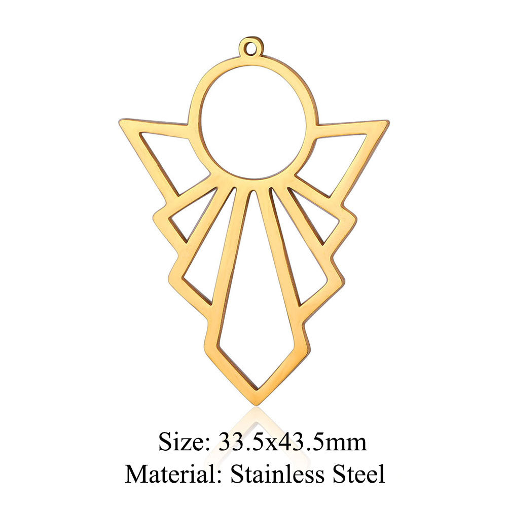 5 piezas/colgante grande con forma geométrica hueca de acero de titanio con forma de corazón cuadrado