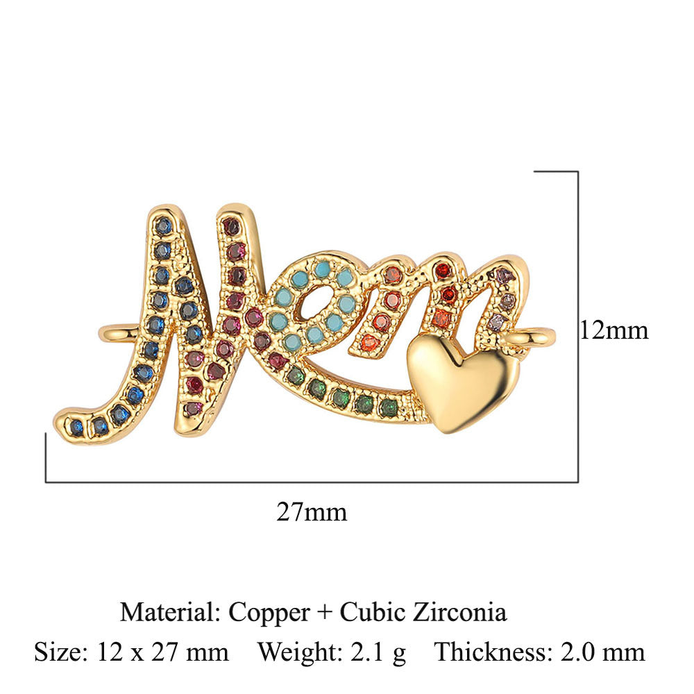 Bead butterfly copper zircon double hole accessories family pendant