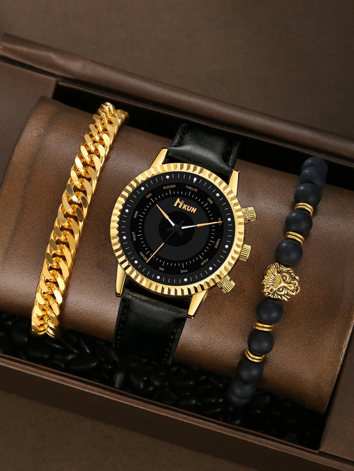 Men's Watch Sports Bracelet Knitted Set