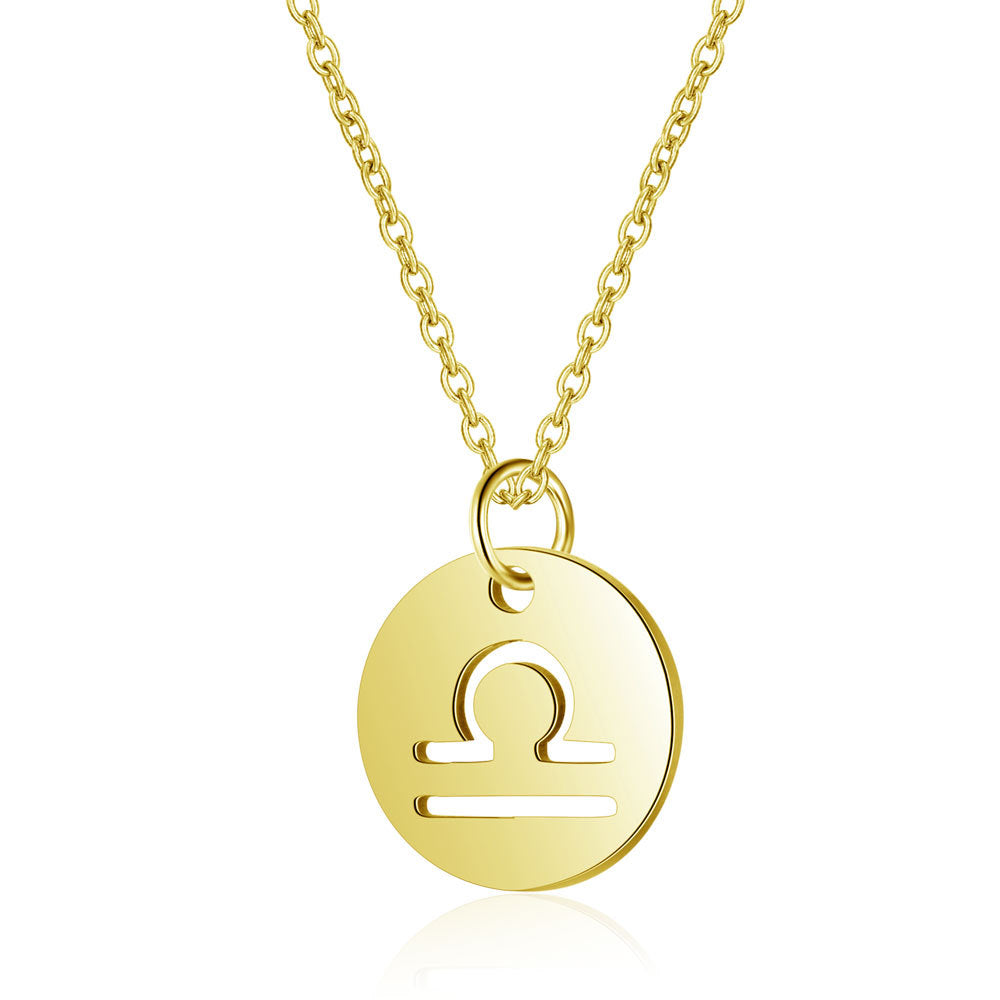 Twelve constellations titanium steel necklace