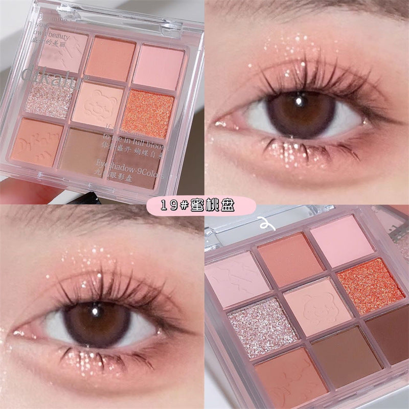 Paleta de sombras de ojos acrílicas transparentes de nueve colores