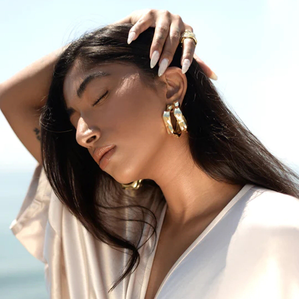 Triangle Petal C Shape Earrings