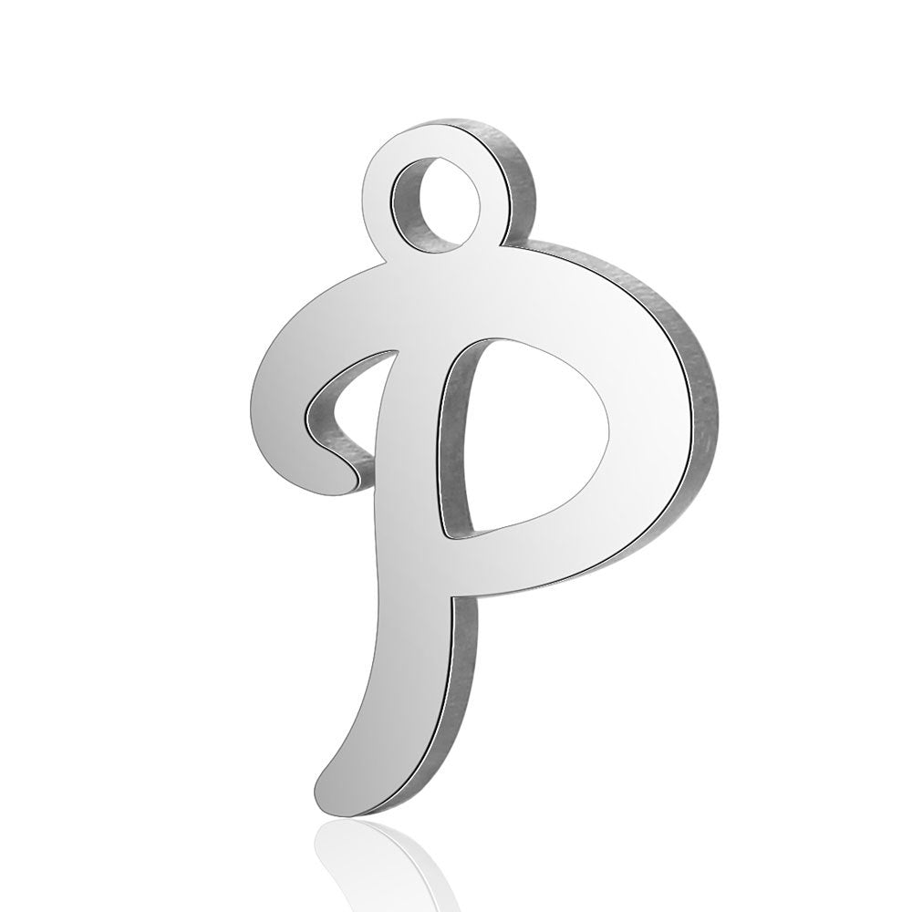 Juego completo de 10 piezas de acero de titanio con 26 colgantes de letras en inglés