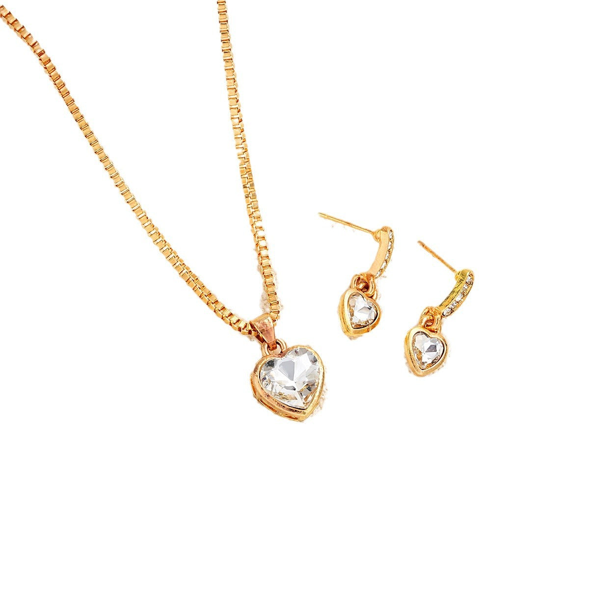Gold Zircon Necklace & Earring Set