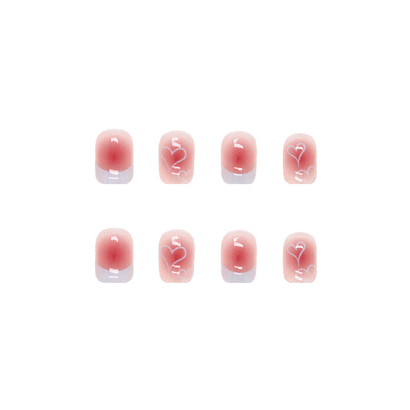 Short Pink Transparent Heart Wearable Nail