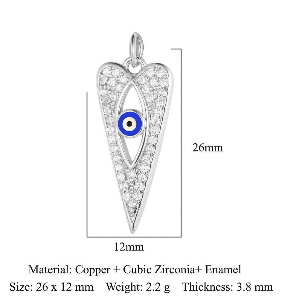 Colgante de cobre y circonita con forma de ojo del diablo y siete cuentas