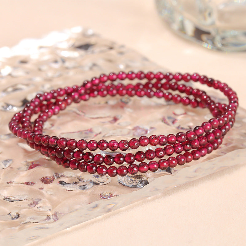 2-4Mm Natural Garnet Crystal Multi-Circle Bracelet