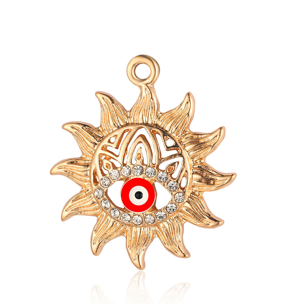 5 pcs/bag geometric love eye alloy necklace earrings pendant