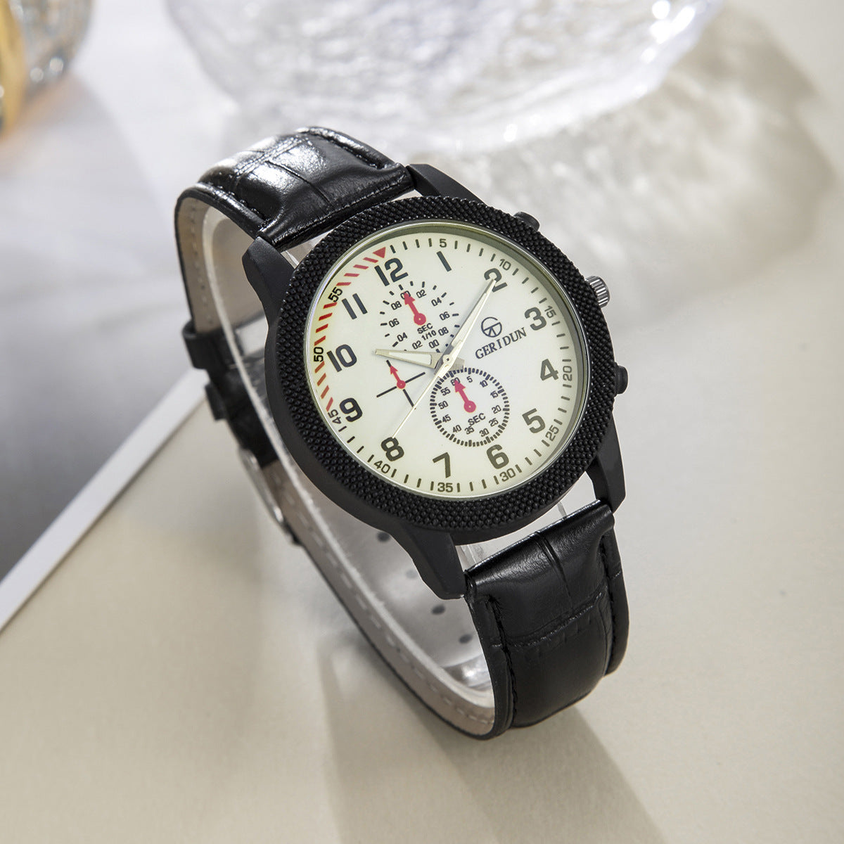 Men's Round Pointer Watch Bracelet Set