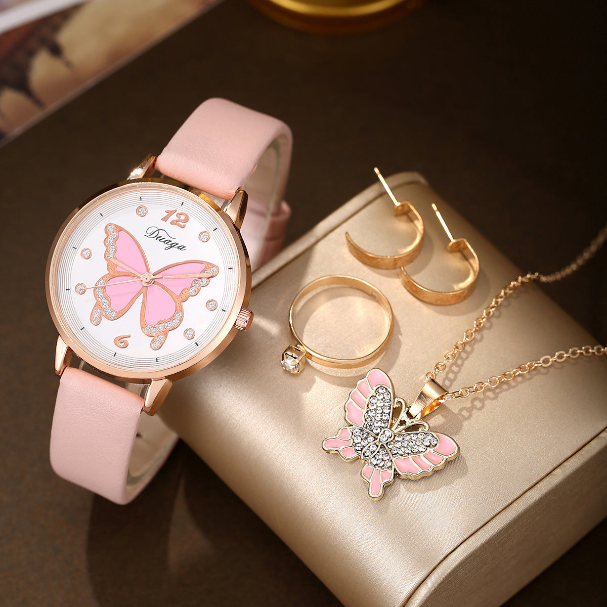 Watch Pearl Butterfly Jewelry Set