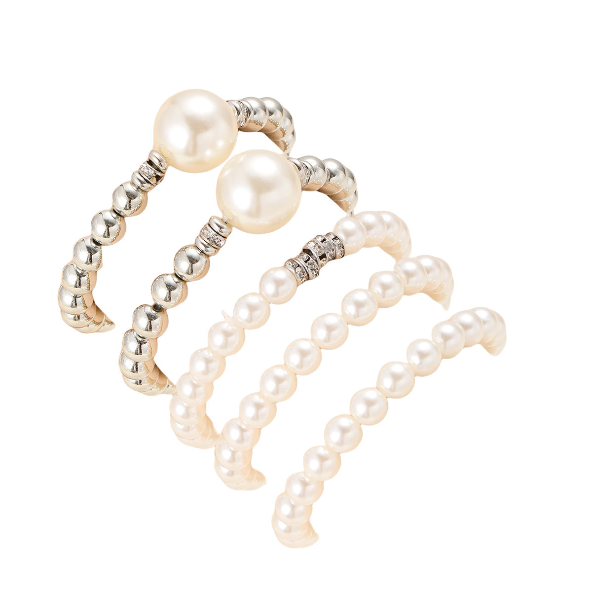 Exaggerated Imitation Pearl Bracelet Set (5-Piece)