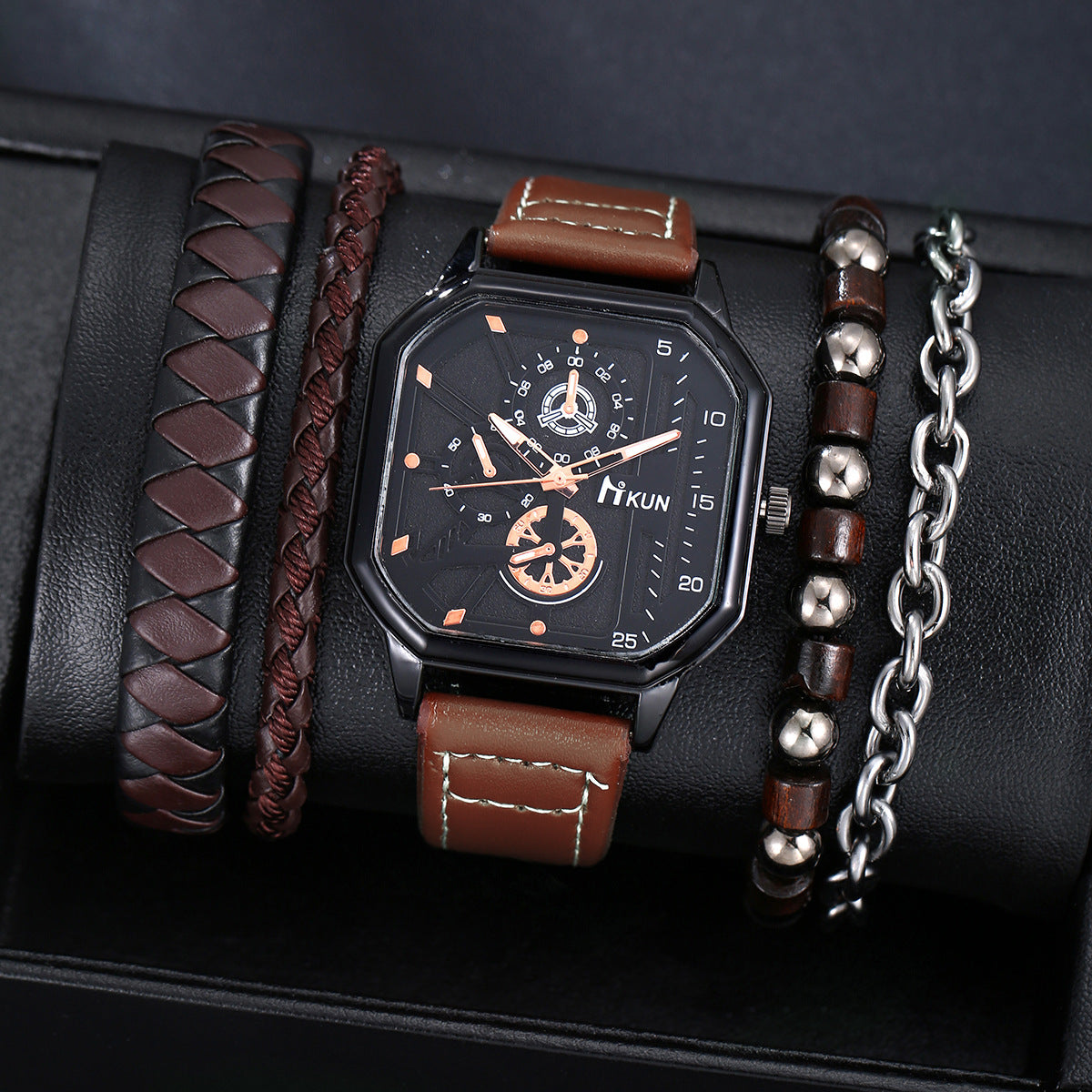 Casual Watch Men's Sports Personality Bracelet Set