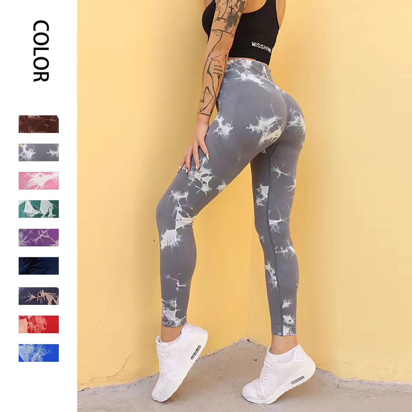 Pantalones de yoga con control de barriga y cintura alta sin costuras