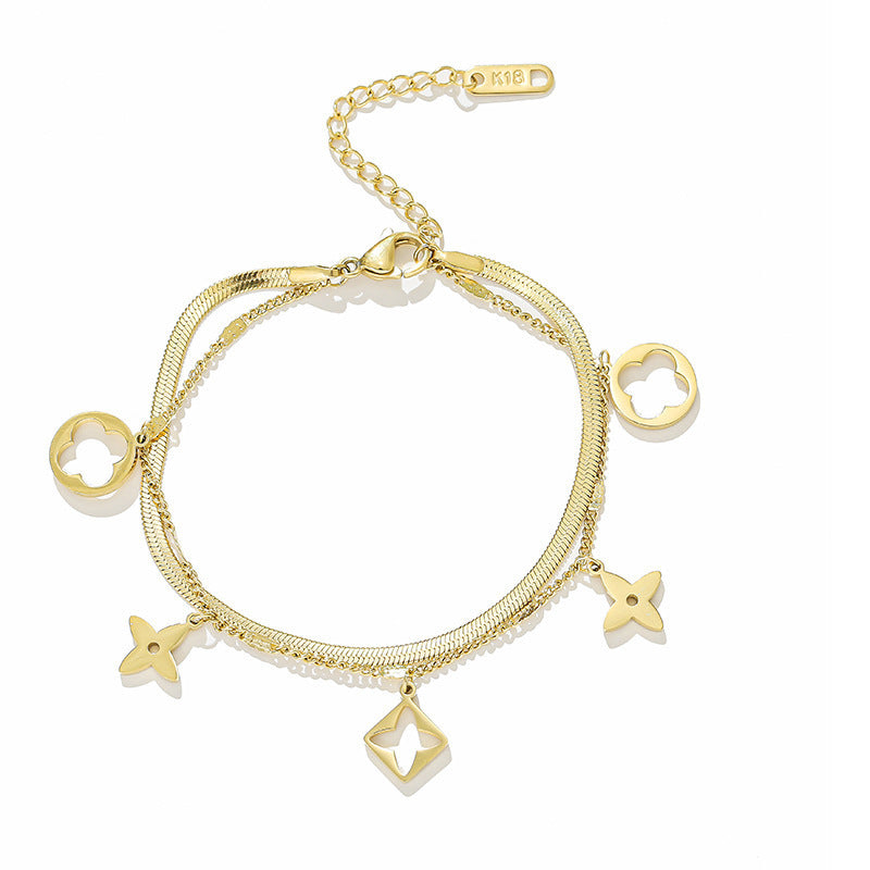 Double Clover Titanium Steel Bracelet