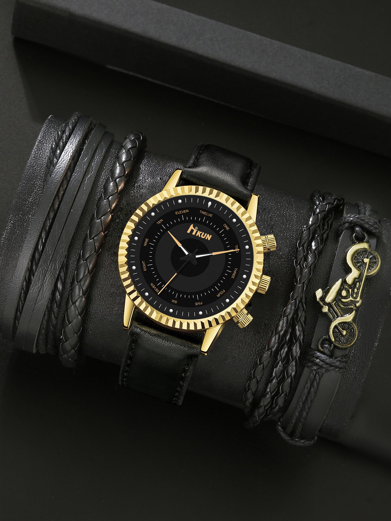 Men's Watch Sports Bracelet Knitted Set