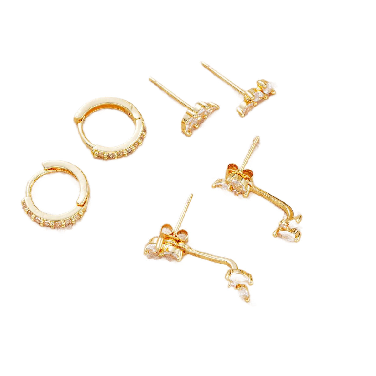 Zircon Teardrop Stacked Earrings Set