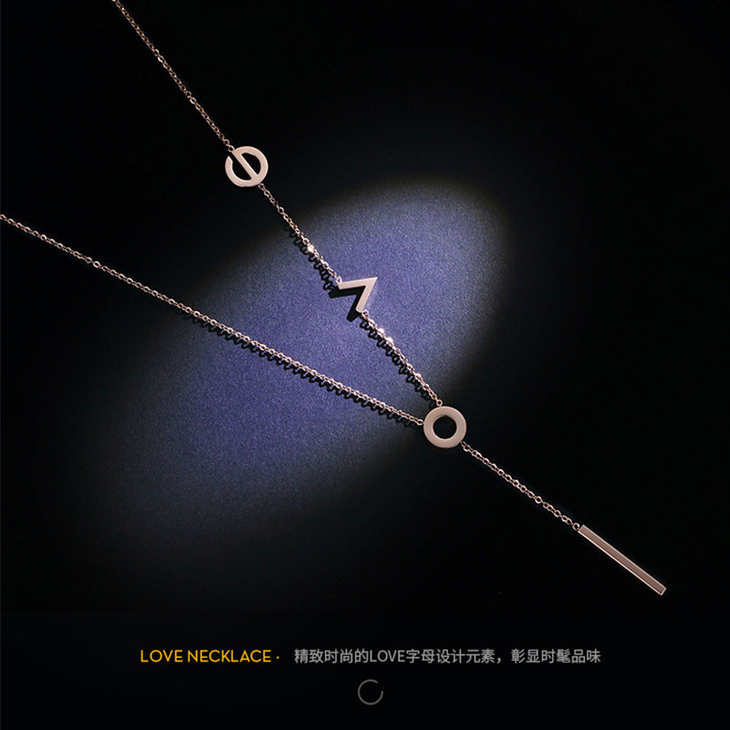 18K rose gold titanium steel necklace