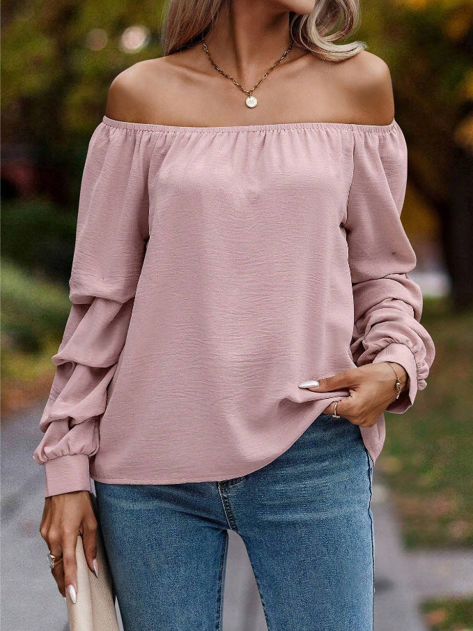 Off-Shoulder Tubercle Sleeve Long Sleeve Shirt