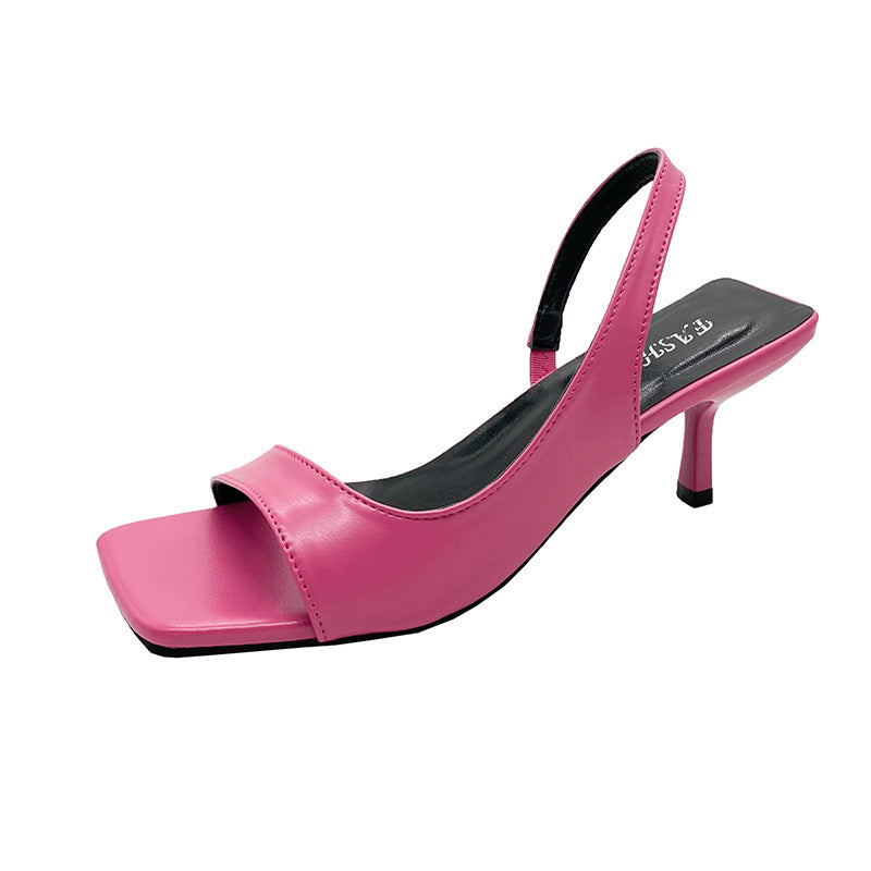 Pink square-toe sandals for women