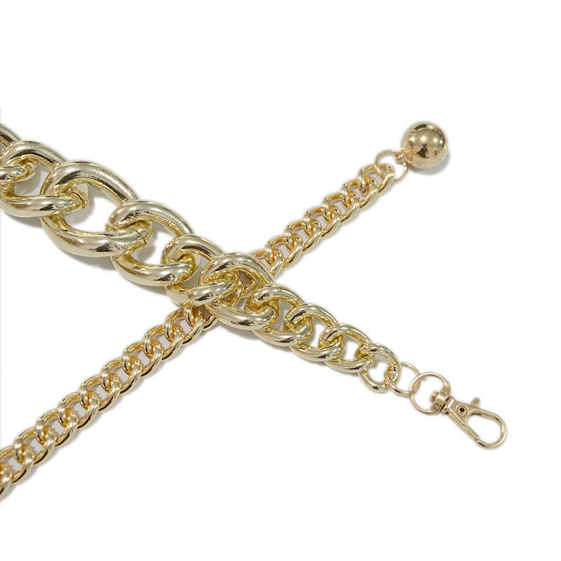 Punk style chain metal thin waist chain