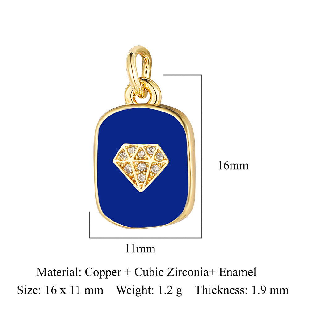 Oil drop diamond star tag copper zircon pendant