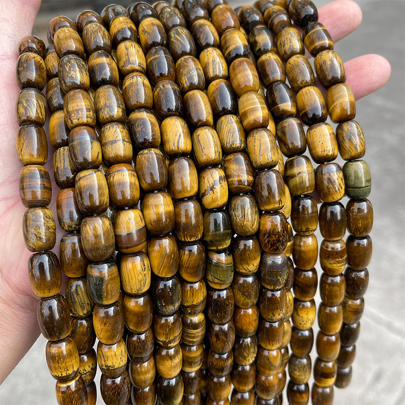 Espaciador de cuentas de barril de piedra de ojo de tigre amarillo natural de 10 * 14 mm