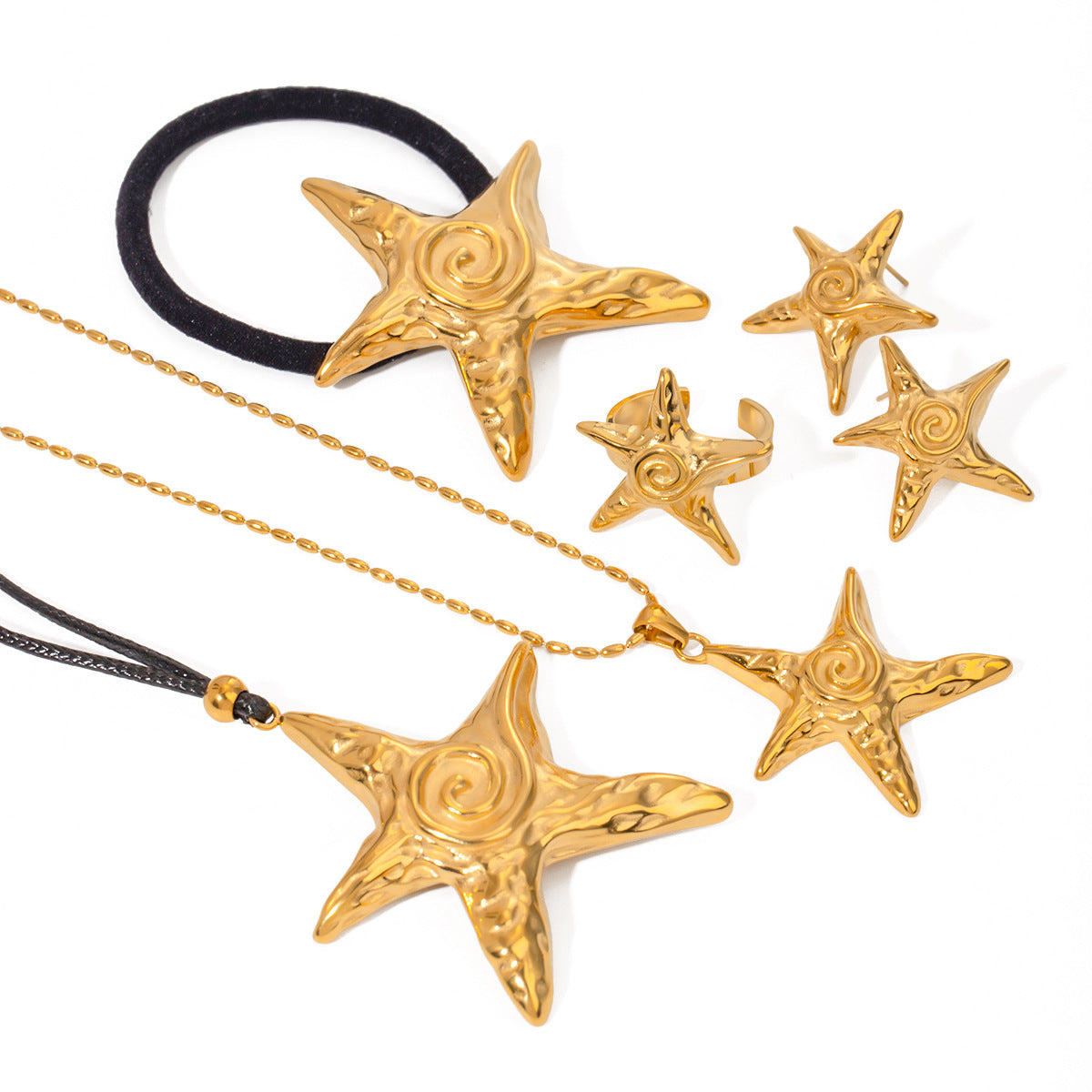 Conjunto de diadema de estrella de mar de acero inoxidable