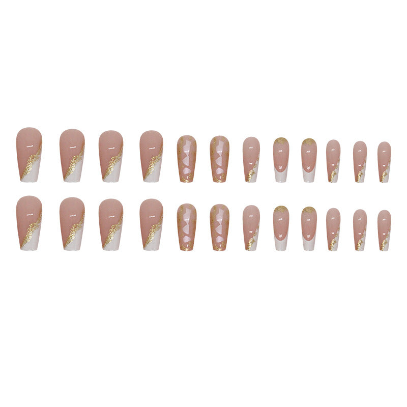 French Style Glittering Gold Elegant Fake Nails