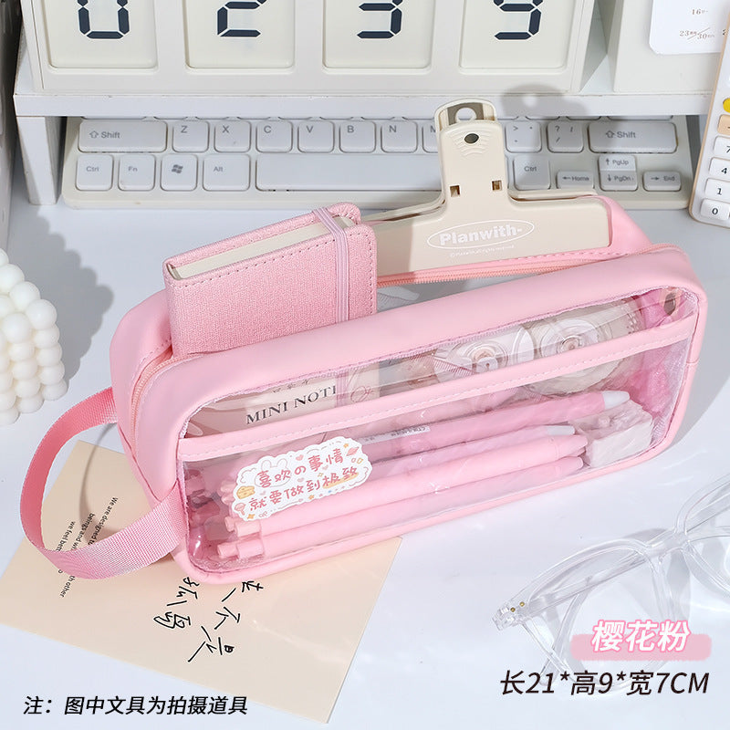 Estuche transparente de gran capacidad, minimalista