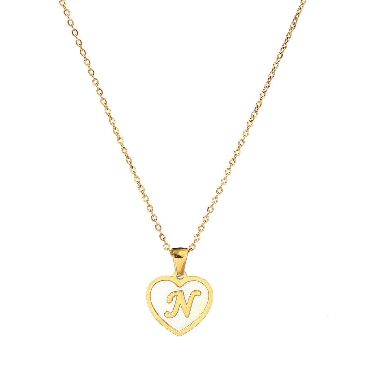 Titanium steel heart-shaped 26 English letter necklace