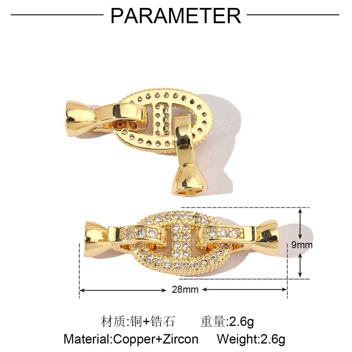 Pig nose copper zircon removable universal buckle connecting buckle
