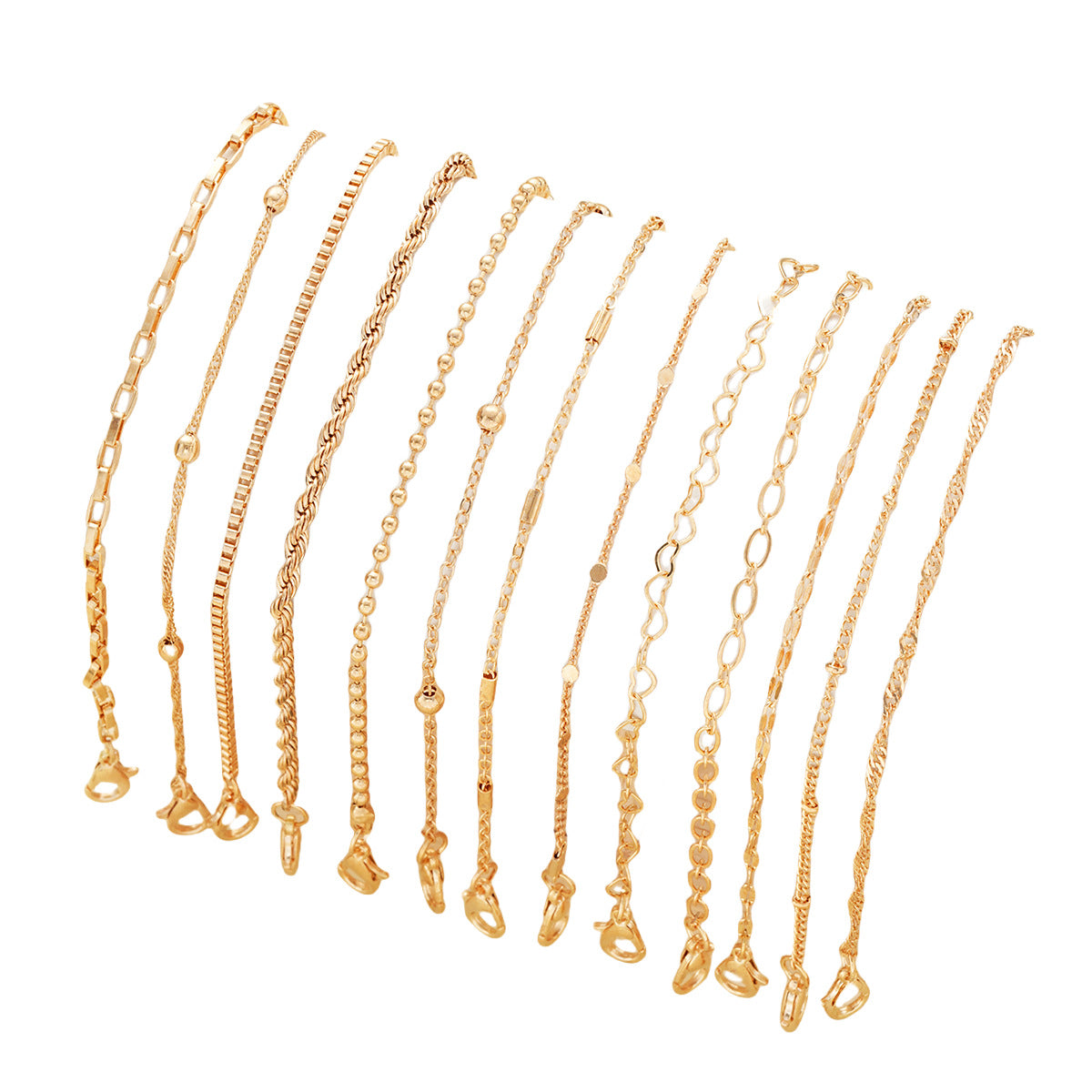 Gold Love Twist & Bead Bracelet Set (13-Piece)