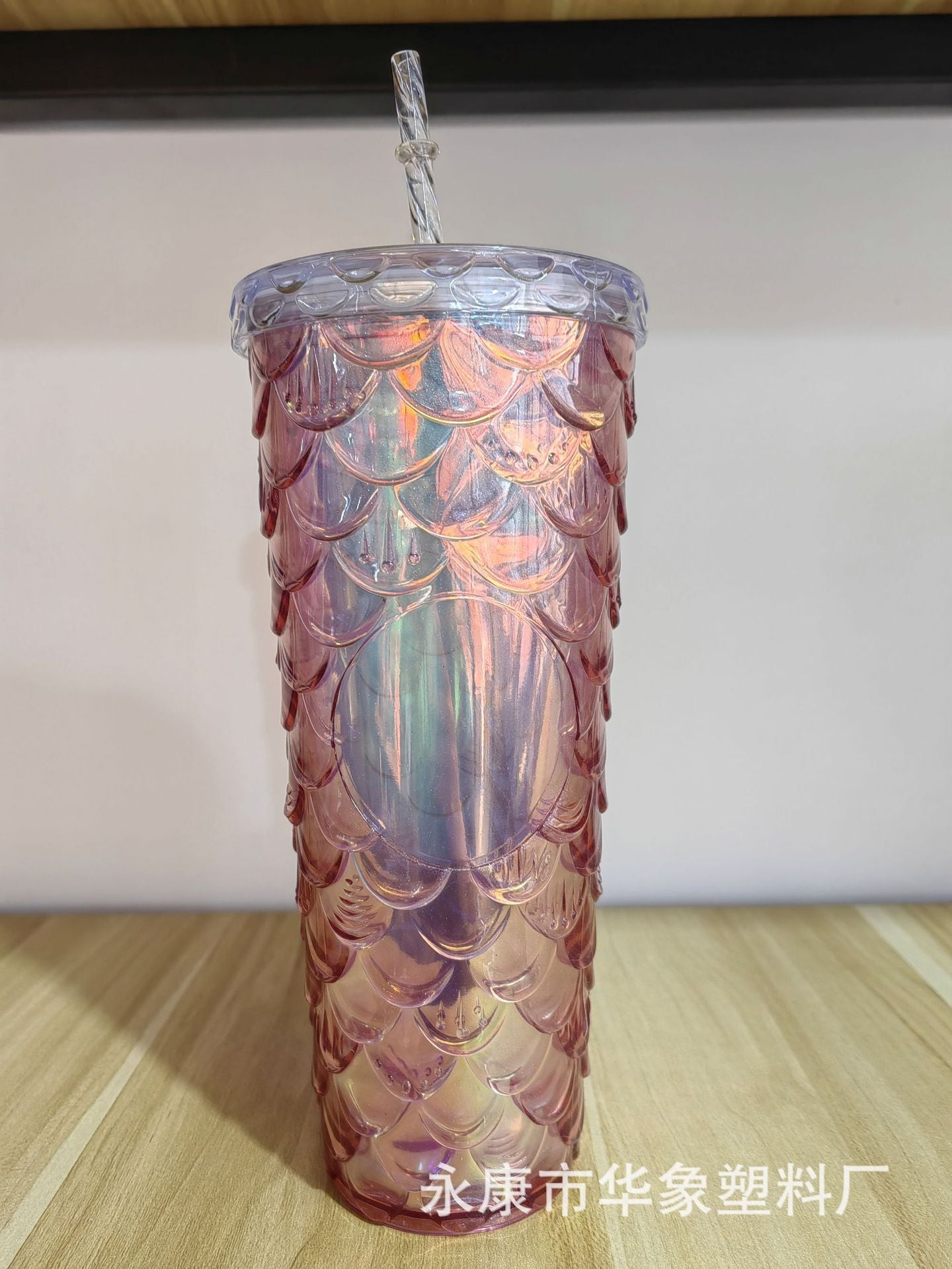 Fish scale cup double straw cup 700ml