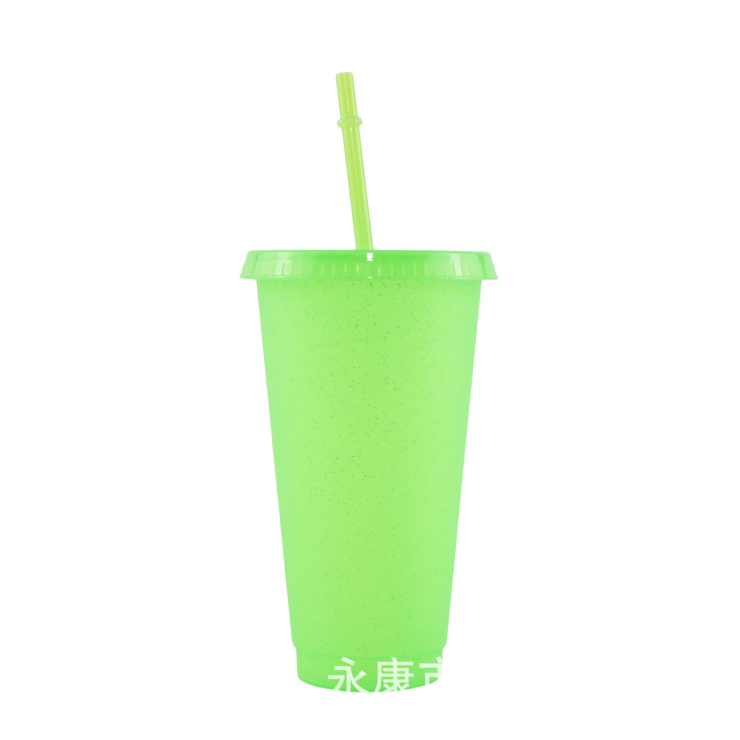 710Ml fluorescent green glitter straw cup