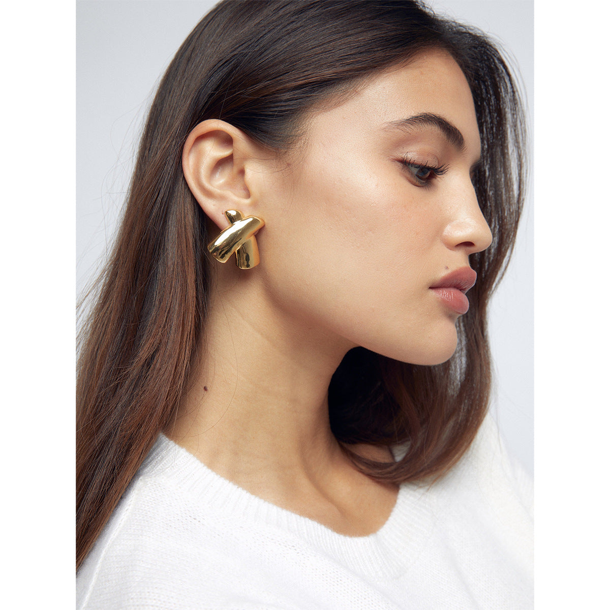 18k gold stainless steel X-shaped earrings