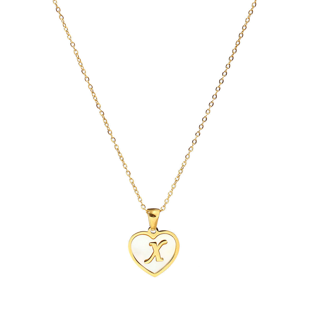 Titanium steel heart-shaped 26 English letter necklace