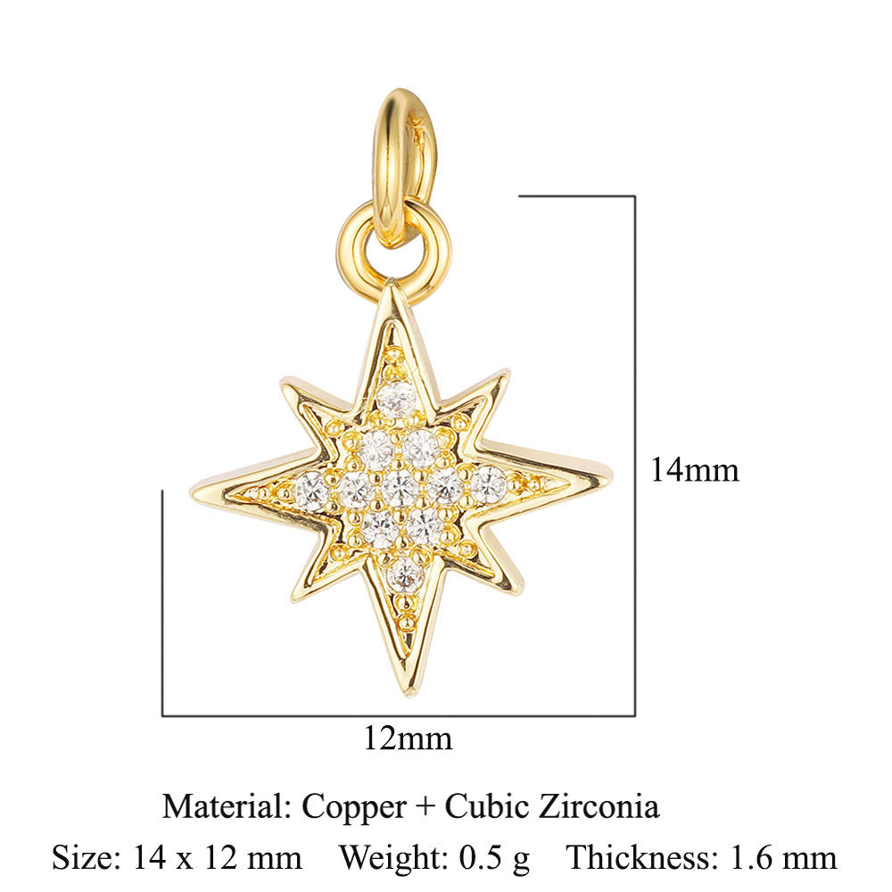 Sun Moon Stars Copper Zircon Eyes Palm Pendant